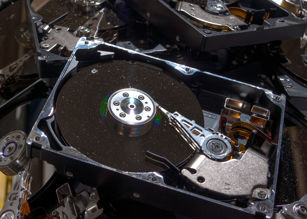 Industrial shredder processing enterprise server hard drives